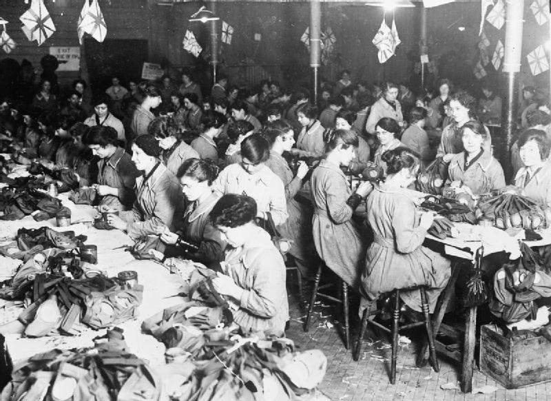 Women working in a factory of gas mask in Coventry, UK.