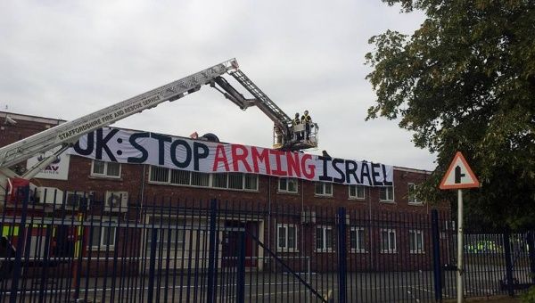 protest at arms factory, London Palestine Action