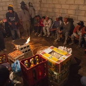 Ecuadorean indigenous indians gather for food and drinks in a house after they built it, in Otavalo July 12, 2014. Indigenous indians in Ecuador traditionally get together to help each other in their community build houses and roads, in gatherings they call the 