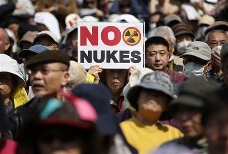 Anti-nuclear protesters march in Tokyo March 10, 2013.