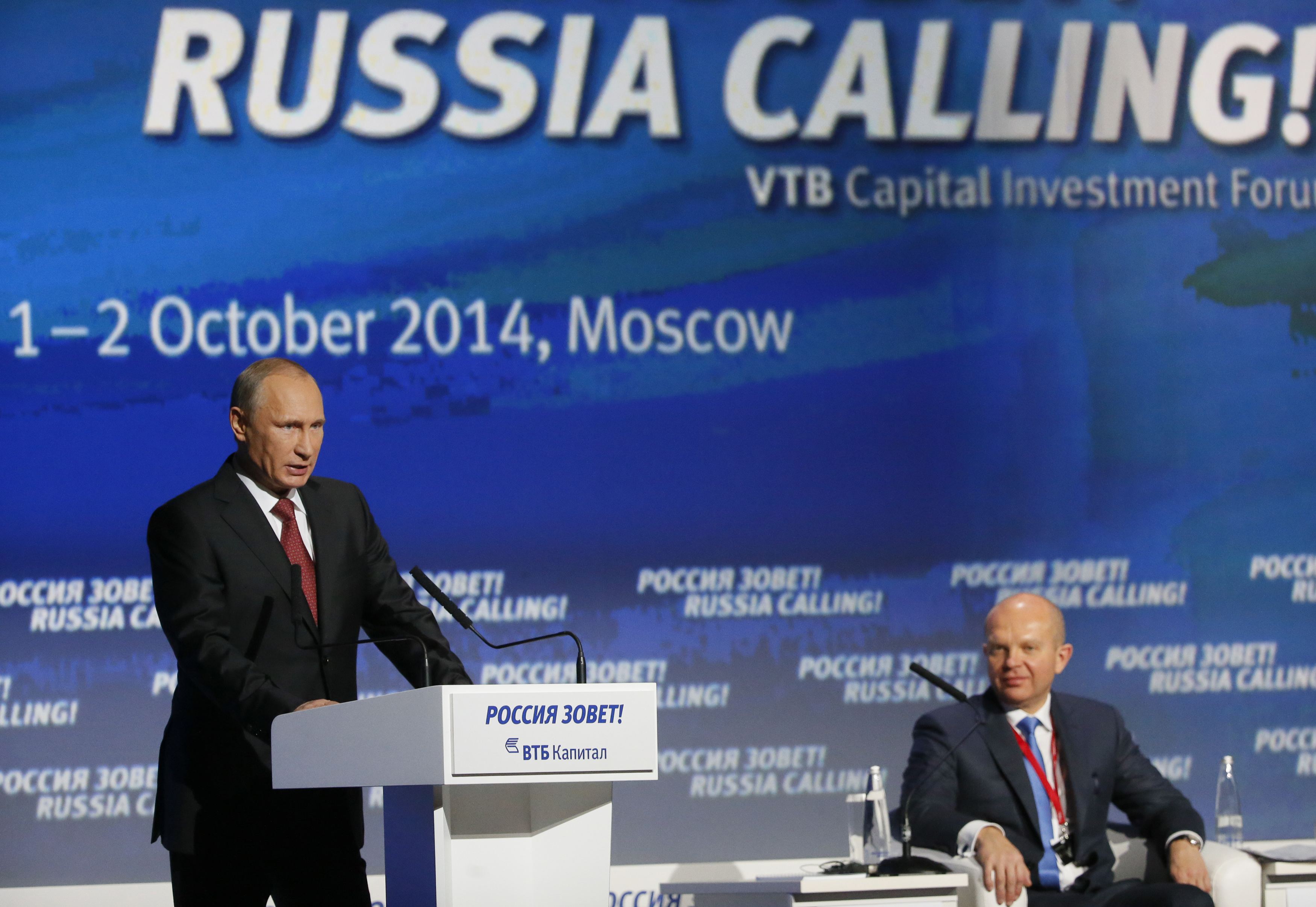 Russia's president, Vladimir Putin, addresses the VTB Capital forum in Moscow. (Photo: Reuters)