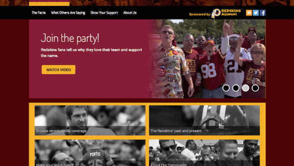 Redskinsfacts.com web page created by defenders of team name