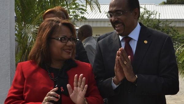 Florence Duperval Guillaume, pictured alongside the executive director of UNAIDS, Michel Sidibe, in December 2012, was named interim Prime Minister of Haiti.