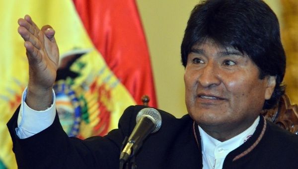 Bolivian President Morales speaks to the press in an archive photo.
