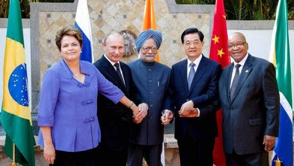 The leaders of the BRICS countries (LR) Brazil, Russia, India, China and South Africa.