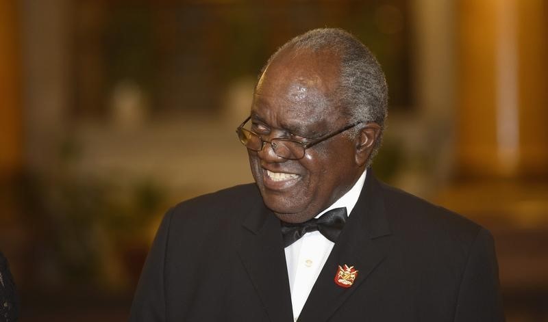 Outgoing President of Namibia Hifikepunye Pohamba attends a dinner at the House of Estates in Helsinki, Nov. 12, 2013.