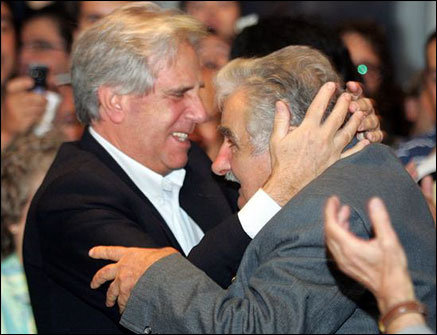 Current President Tabare Vazquez and former President Jose 