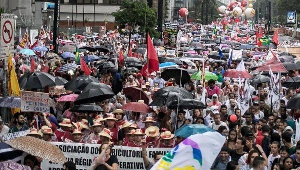 Over 100,000 people took Sao Paulo's Paulista Avenue