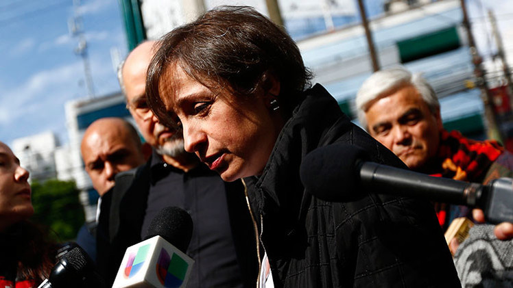 Journalist Carmen Aristegui is interviewed after learning MVS had fired her.