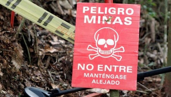 Landmine warning sign in Antioquia, March 3, 2015