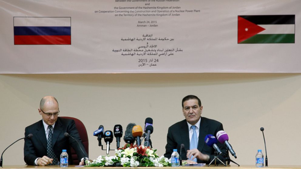 Khalid Toukan (R) chairman of the Jordanian Atomic Energy Commission and Sergei Kiriyenko, of the Russian Rosatom.