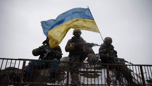 Ukrainian soldiers near Debaltseve, east Ukraine