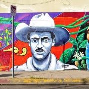 The image of Farabundo Marti appears in a mural painted by Raul Gonzalez in Los Angeles, California.