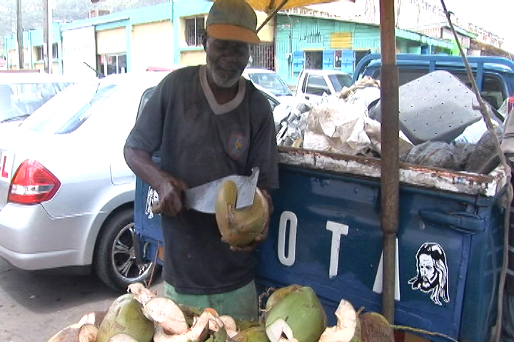 Coconut vendor in Saint Lucia