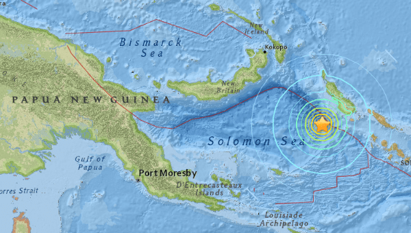 The epicenter of the 7.2 earthquake hit southwest of Panguna, Papua New Guinea.