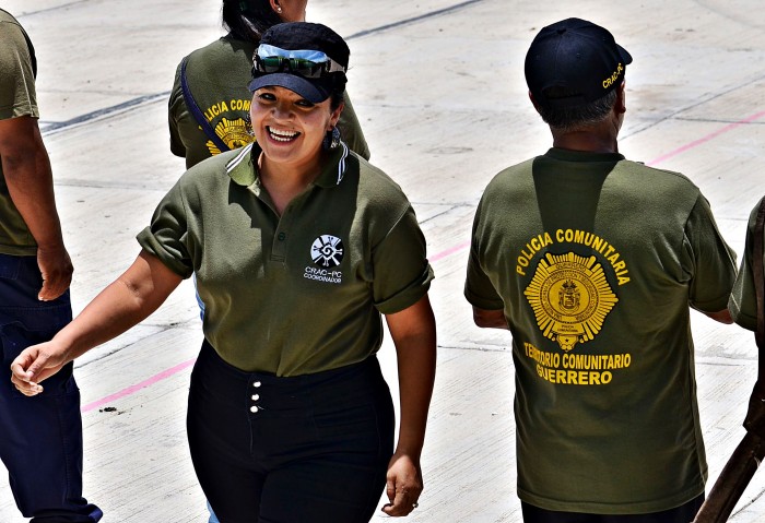 Nestora Salgado Garcia with the community police in Olinala, Guerrero, Mexico. She was arrested over two years ago for her work with the police force.