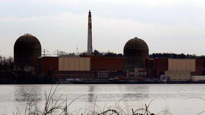 Indian Point nuclear power plant, located north of New York City, seen from across the Hudson River.