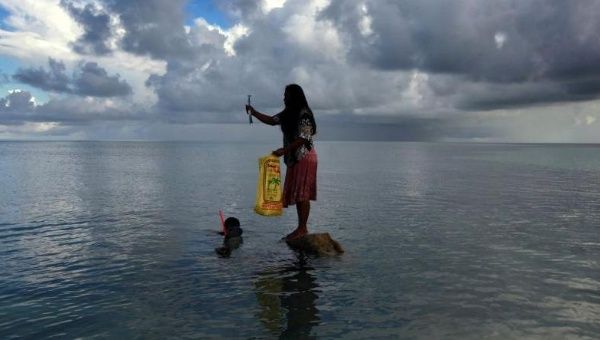 Bikeman islet in the island nation of Kiribati in the Pacific Ocean has essentially disappeared below the waves due to rising sea levels. 