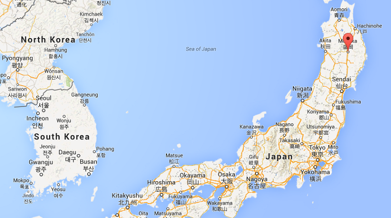 Red dot indicates Morioka region, which was the site of Tuesday's earthquake.