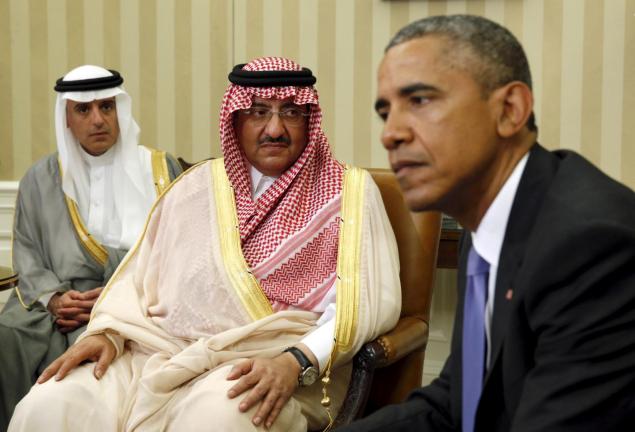 President Obama (R) hosted Prince Mohammed bin Nayef (C) and Deputy Prince Mohammed bin Salman (L) of Saudi Arabia on Wednesday.