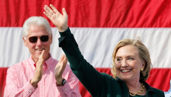 Former president Bill Clinton with current presidential candidate Hillary Clinton