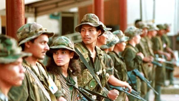 FARC members at a base.