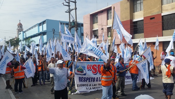 Longshoremen Strike in the port city of Callao, which borders capital Lima.