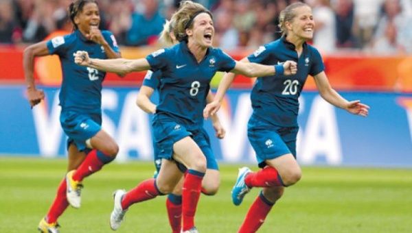 France's players celebrating their victory, July 9, 2011.