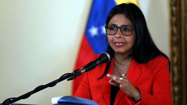 Venezuelan Foreign Minister Delcy Rodriguez responds to the government of Guyana over disputed territory, Caracas, Venezuela June 9, 2015.