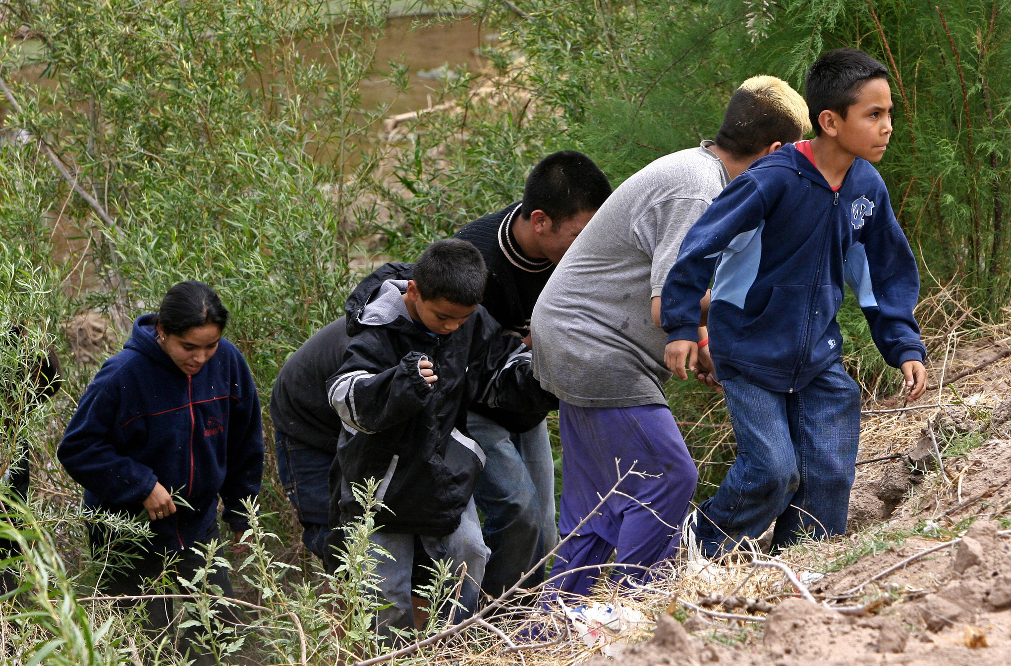 A Guatemalan family crossing the border from Mexico.