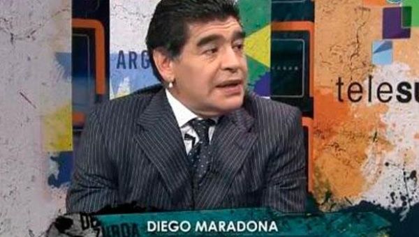 Maradona appears on teleSUR. He told his friend and co-host Victor Hugo Morales that he is standing as a candidate for the FIFA presidency.