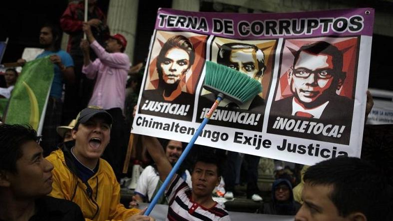 Guatemalans protest corruption of top government officials.