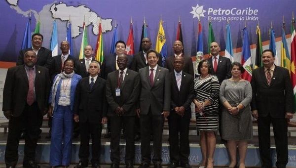 The members of the PetroCaribe Ministerial Council meet in Caracas, Nov. 20, 2014.