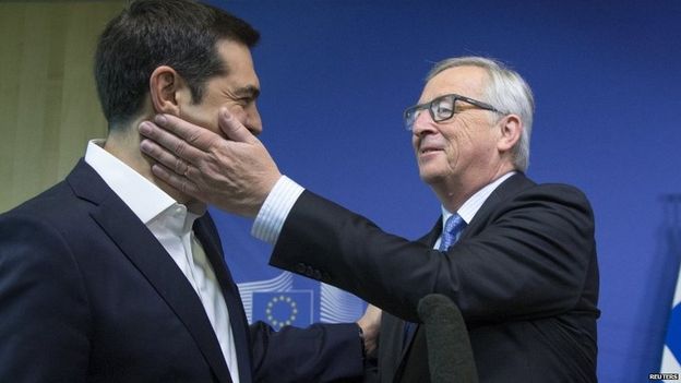 President Alexis Tsipras (L) and Jean-Claude Juncker one week ago, before the relationship turned sour.