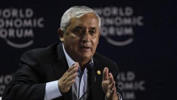 Guatemala's President Otto Perez Molina speaks during the opening of the inauguration of the World Economic Forum on Latin America, in Panama City, on April 2, 2014.