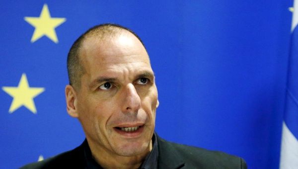 Greek Finance Minister Yanis Varoufakis addresses a news conference after a eurozone finance ministers meeting, June 18, 2015 file picture. 