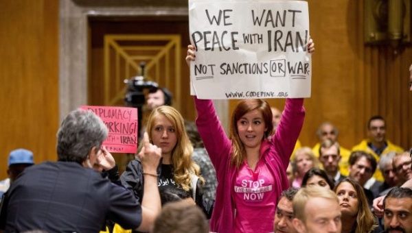 CODEPINK protesters at Congressional hearing on Iran. 