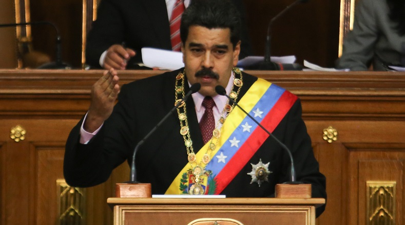 Venezuela's president, Nicolas Maduro, speaks to the National Assembly in Caracas about the Guyana border dispute.
