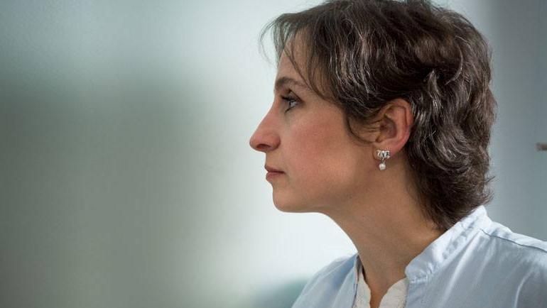 Mexican journalist Carmen Aristegui during a hearing in Mexico City.