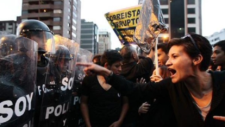 Ecuador opposition groups protest despite calls for dialogue.