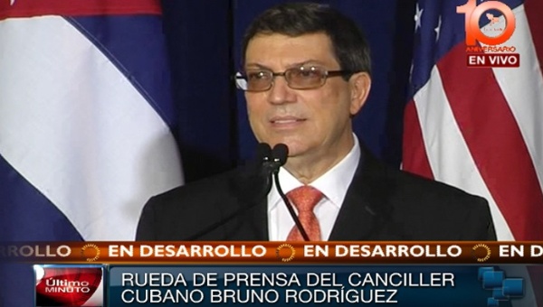 Cuban Foreign Minister Bruno Rodriguez offered a press conference in Washington.