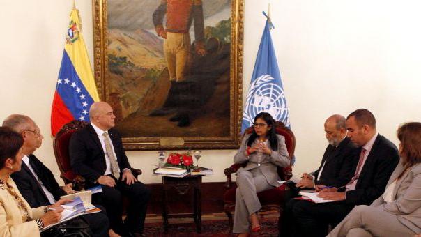 Venezuelan Foreign Minister Delcy Rodriguez met with representatives of key U.N. agencies Wednesday.