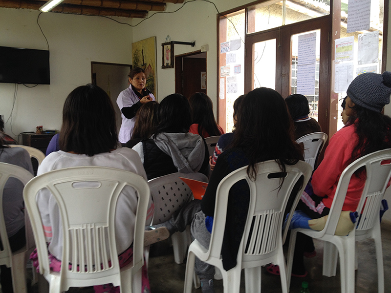 Domestic violence specialist Nelly Canción providing a workshop at Vida Mujer