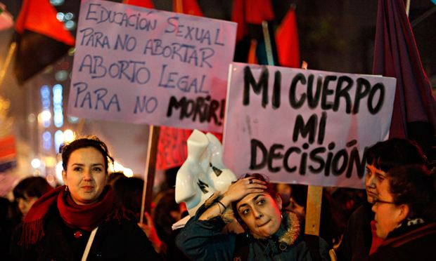 Pro-abortion activists in Chile