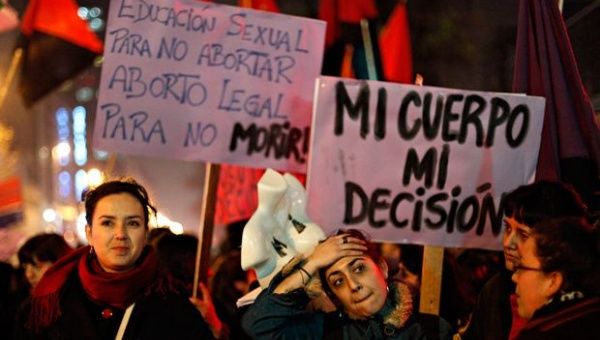 Pro-abortion activists in Chile