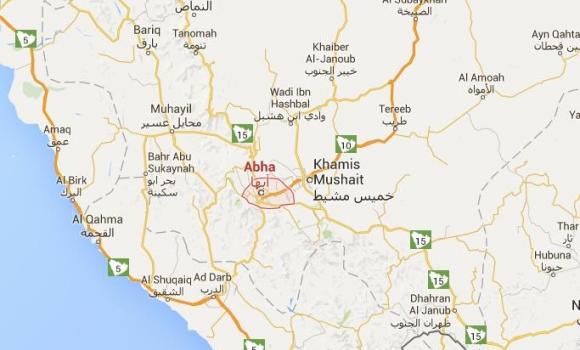 Google map showing the location of Abha