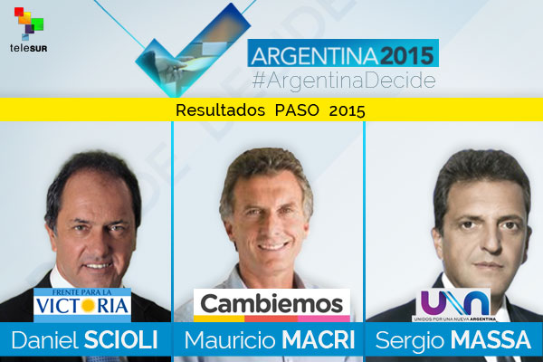 Presidential hopefuls Daniel Scioli, Mauricio Macri and Sergio Massa.