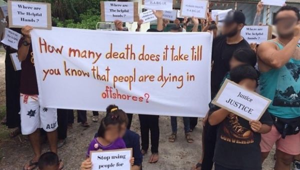Child asylum seekers on Nauru stage a protest.