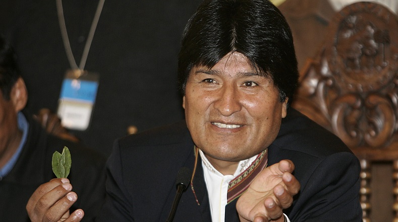 President Evo Morales holds coca leaves in this 2009 file photo.