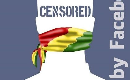 An image from Save Kobane's Facebook profile depicts a person gagged with the colors of the Kurdistan flag.